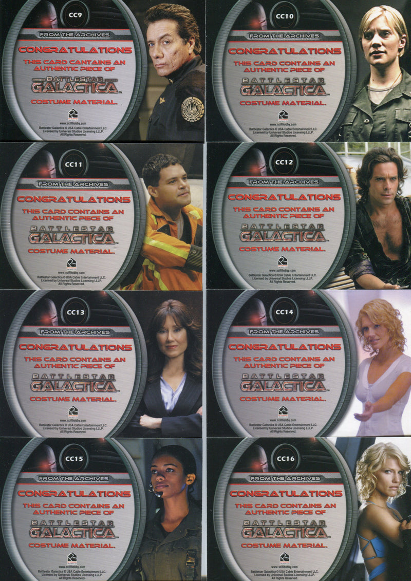 Battlestar Galactica Season One Costume Card Set CC9 thru CC20 and DC1 - TvMovieCards.com