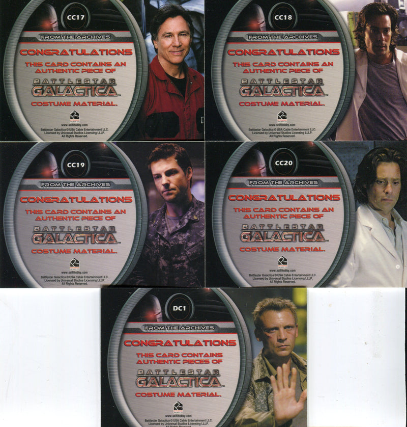 Battlestar Galactica Season One Costume Card Set CC9 thru CC20 and DC1 - TvMovieCards.com