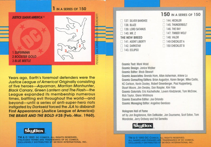 DC Cosmic Teams Base Trading Card Set 150 Cards Skybox 1993   - TvMovieCards.com