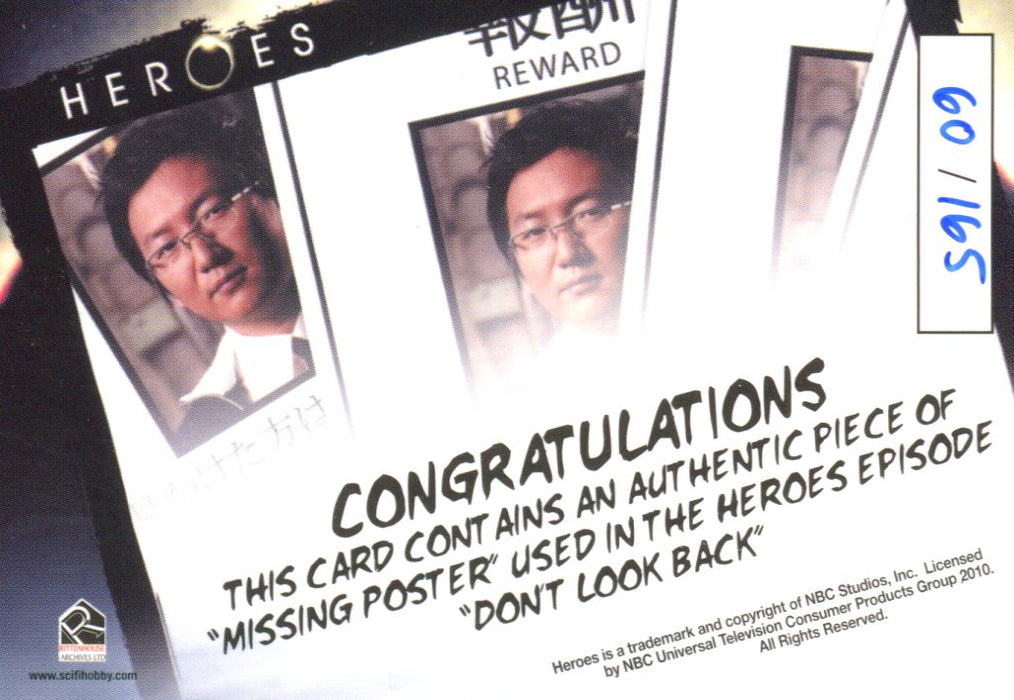 Heroes Archives Limited Edition Missing Poster Prop Card #60/165   - TvMovieCards.com