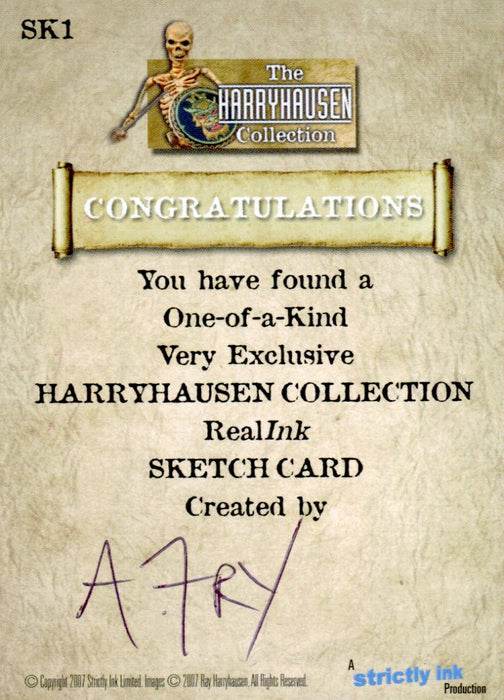 Harryhausen Collection Andy Fry Autograph Sketch Card SK1 Strictly Ink   - TvMovieCards.com