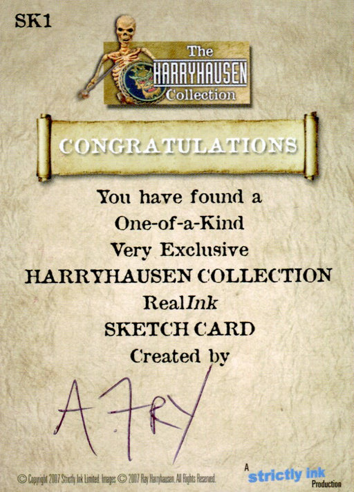 Harryhausen Collection Andy Fry Autograph Sketch Card SK1 Strictly Ink   - TvMovieCards.com