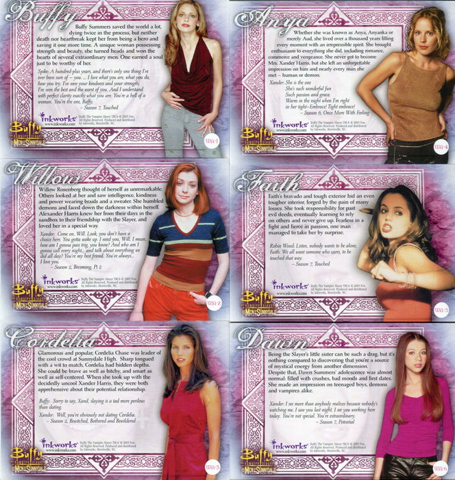 Buffy Vampire Slayer Men of Sunnydale Women Men Adore Chase Card Set WA1-6   - TvMovieCards.com