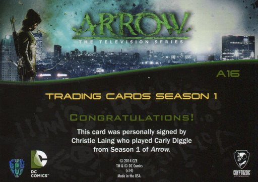 Arrow Season 1 One Christie Laing as Carly Diggle Autograph Card A16   - TvMovieCards.com