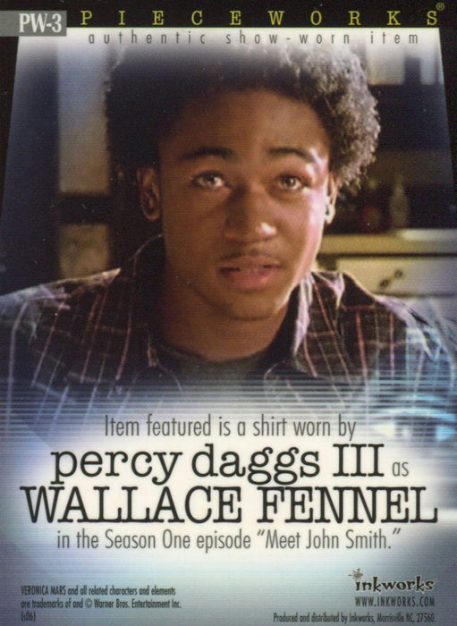 Veronica Mars Season 1 Wallace Fennel's Shirt Pieceworks Costume Card PW-3   - TvMovieCards.com