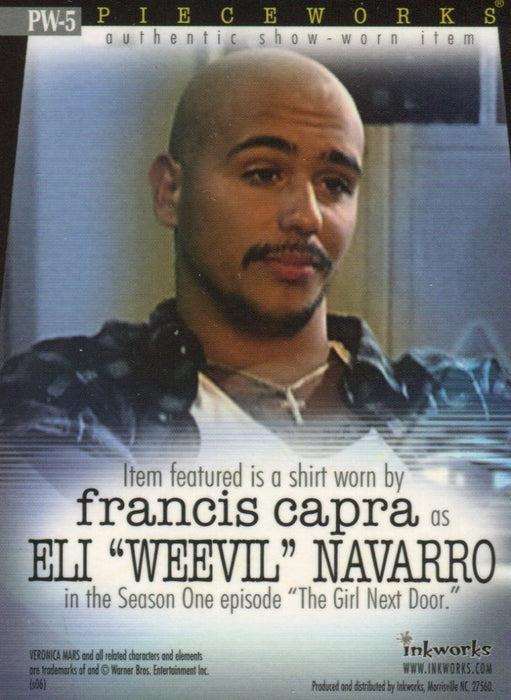 Veronica Mars Season 1 Eli "Weevil" Navarro's Shirt Pieceworks Costume Card PW-5   - TvMovieCards.com