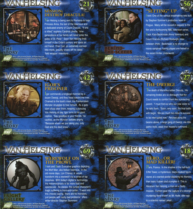 Van Helsing Movie Trading Card Album and Uncut 6 Card Panel Comic Images 2004   - TvMovieCards.com