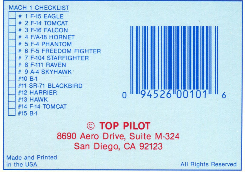Top Pilot Series 1 Mach 1 Edition Aircraft Trading Card Set Fighter Jets F-15 19   - TvMovieCards.com
