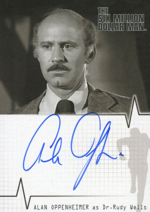 Six Million Dollar Man 1 & 2 Alan Oppenheimer as Dr. Rudy Wells Autograph Card A   - TvMovieCards.com