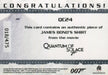 James Bond 2009 Archives James Bond's Shirt Relic Card QC24 #018/475   - TvMovieCards.com