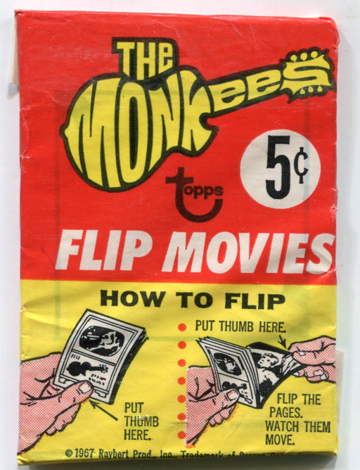 1967 The Monkees Flip Book Movies Vintage Trading Card Wax Pack Raybert   - TvMovieCards.com