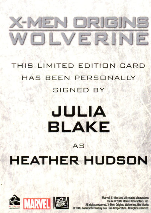 X-Men Origins: Wolverine Autograph Card Julia Blake as Heather Hudson   - TvMovieCards.com