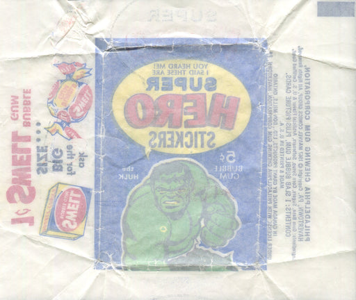 Super Hero Stickers Vintage 5 Cent Bubble Gum Trading Card Wrapper 1967   - TvMovieCards.com