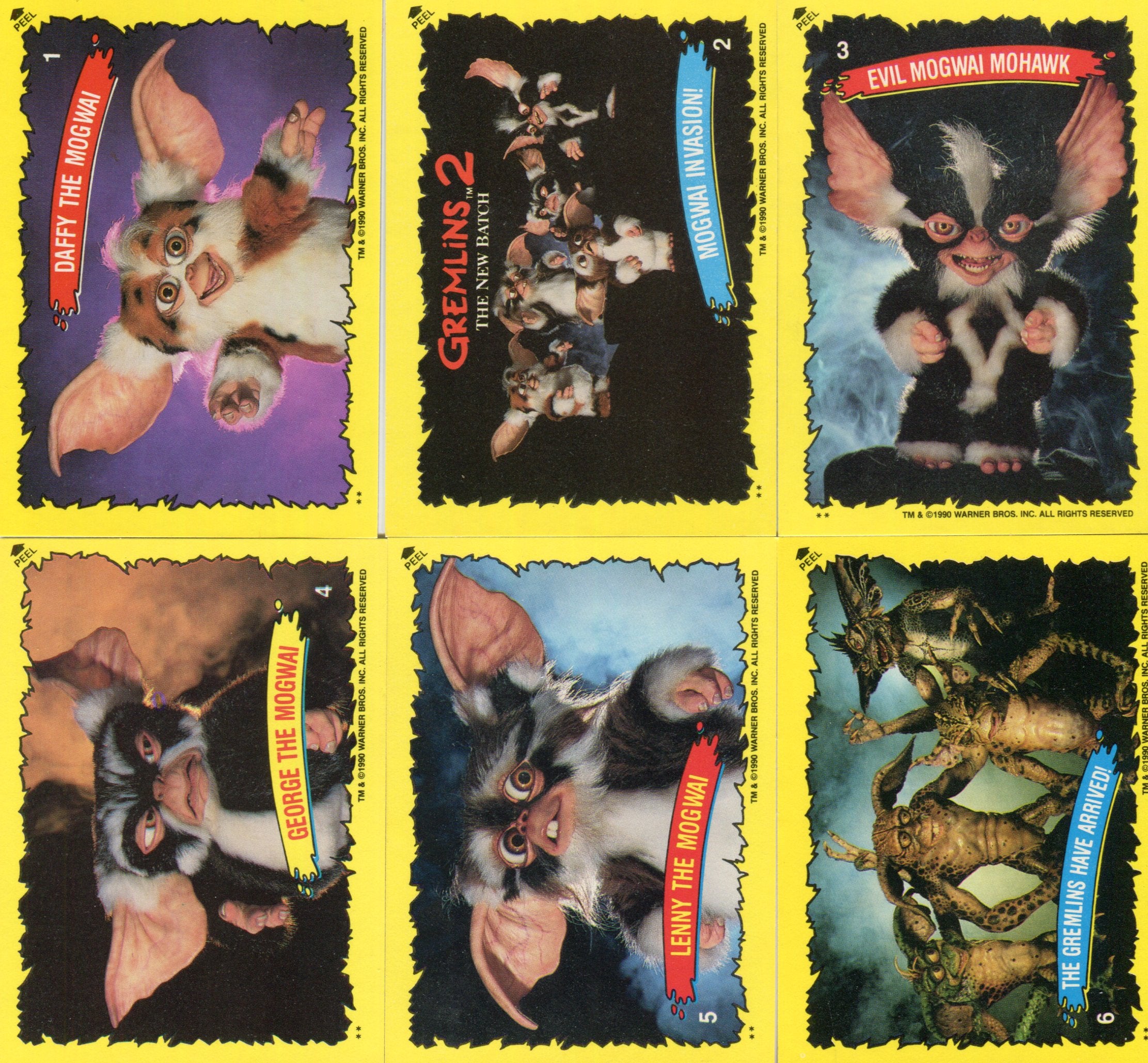 Gremlins 2 Movie Vintage Sticker Card Set 11 Stickers Red Backs