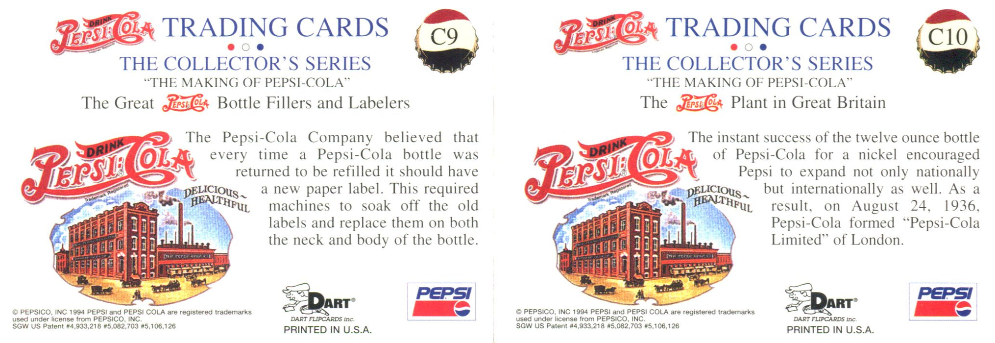 Pepsi Series 1 One Chromium Chase Card Set 10 Cards C1 - C10 Dart Flipcards 1994   - TvMovieCards.com