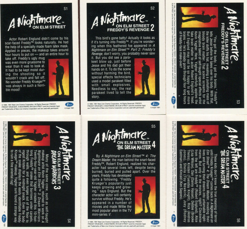 Nightmare on Elm Street Specialty Card Chase Card Set 10 Cards S1 - S10 Impel   - TvMovieCards.com
