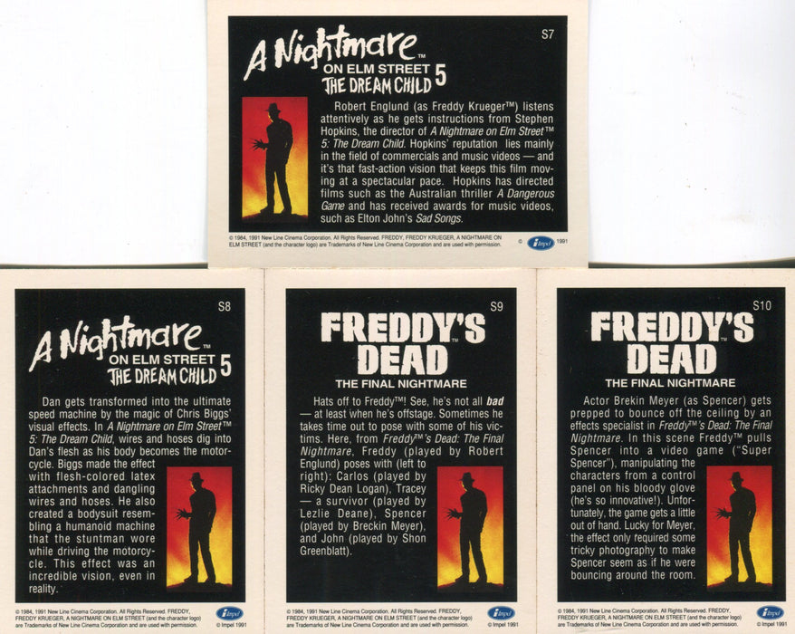 Nightmare on Elm Street Specialty Card Chase Card Set 10 Cards S1 - S10 Impel   - TvMovieCards.com