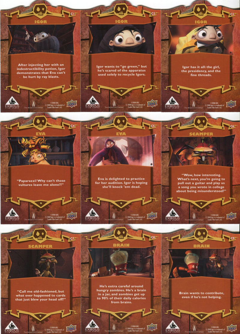 Igor Movie Die-Cut Character Chase Card Set 11 Cards C1-C11 Upper Deck 2008   - TvMovieCards.com