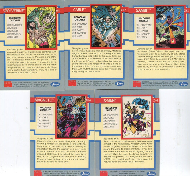 Marvel X-Men Series 1 Hologram Chase Card Set #XH-1 thru #XH-5 Impel 1 TvMovieCards.com Marvel X-Men Series 1 Hologram Chase Card Set #XH-1 thru #XH-5 Impel 1 TvMovieCards.com