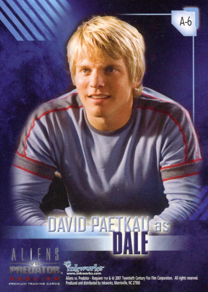 Aliens vs Predator Requiem David Paetkau as Dale Autograph Card A-6 Inkworks 200   - TvMovieCards.com