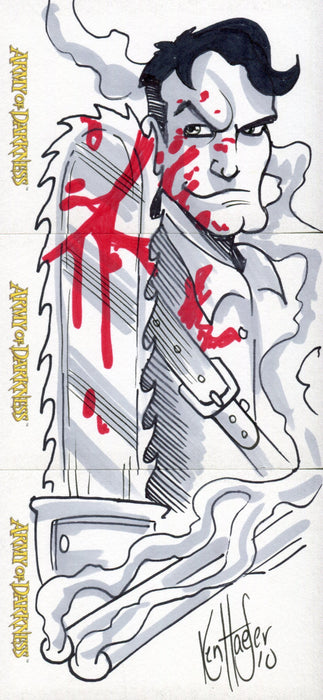 Army of Darkness Dynamic Forces 3 Panel Signed Sketch Card Artist Ken Haeser #2   - TvMovieCards.com