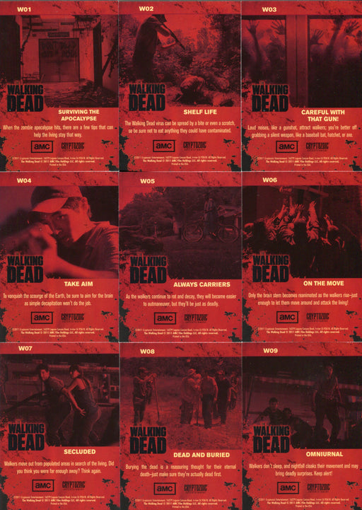 Walking Dead Season 1 Walkers Gold Foil Chase Card Set 9 Cards W01 - W09   - TvMovieCards.com