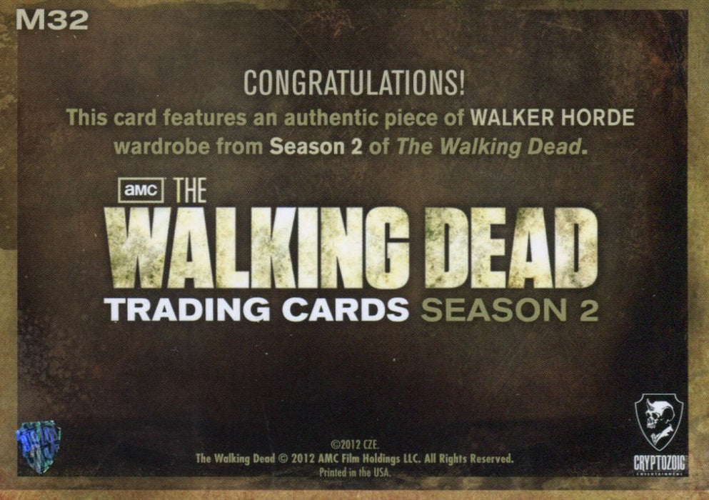 Walking Dead Season 2 Walker Horde Wardrobe Costume Card M32   - TvMovieCards.com