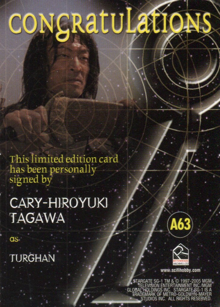 Stargate SG-1 Season Eight Cary-Hiroyuki Tagawa as Turghan Autograph Card A63   - TvMovieCards.com