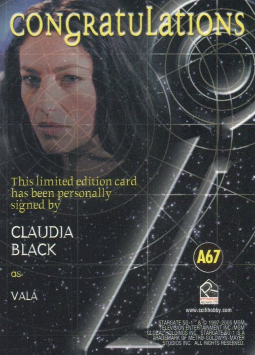 Stargate SG-1 Season Eight Claudia Black as Vala Autograph Card A67   - TvMovieCards.com
