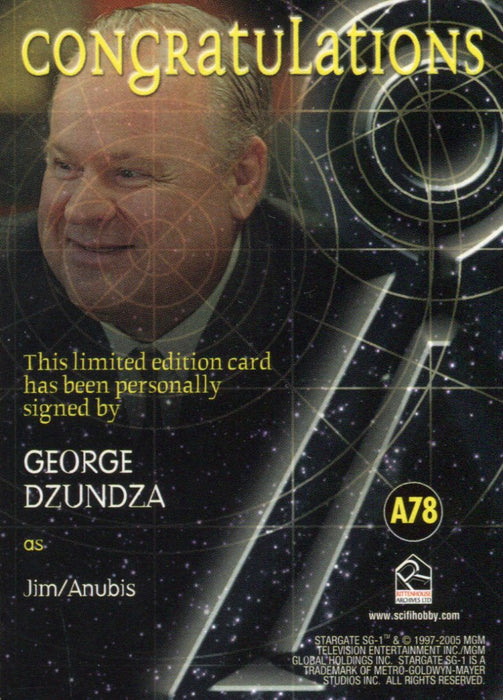 Stargate SG-1 Season Eight George Dzundza as Jim / Anubis Autograph Card A78   - TvMovieCards.com