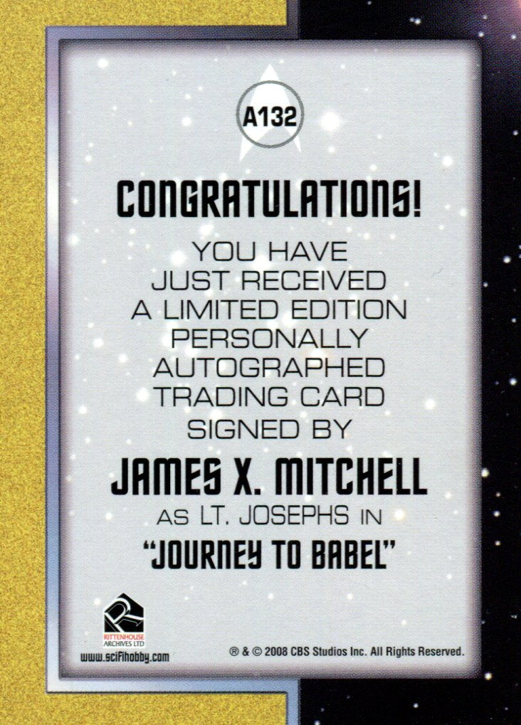 Star Trek TOS 40th Anniversary 2 James Mitchell Lt. Josephs Autograph Card A132   - TvMovieCards.com
