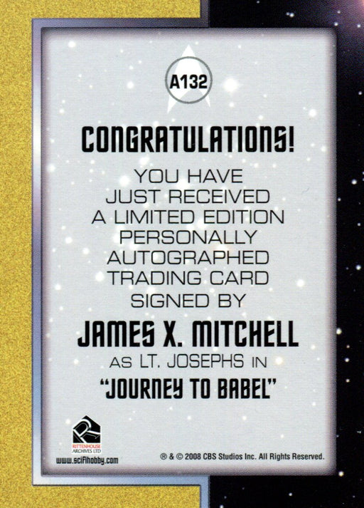 Star Trek TOS 40th Anniversary 2 James Mitchell Lt. Josephs Autograph Card A132   - TvMovieCards.com