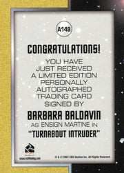 Star Trek TOS 40th Anniversary 2 Barbara Baldavin Ensign Martine Autograph Card   - TvMovieCards.com