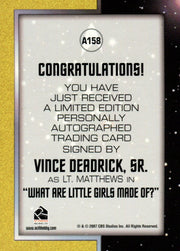Star Trek TOS 40th Anniversary 2 Vince Deadrick as Lt. Matthews Autograph Card A158   - TvMovieCards.com