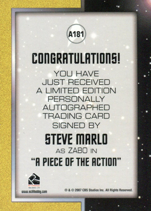 Star Trek TOS 40th Anniversary 2 Steve Marlo as Zabo Autograph Card A181   - TvMovieCards.com