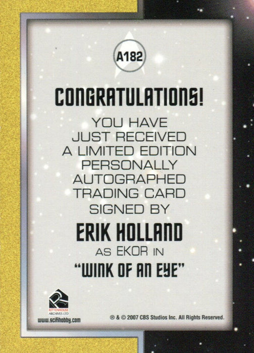 Star Trek TOS 40th Anniversary 2 Erik Holland as Ekor Autograph Card A182   - TvMovieCards.com