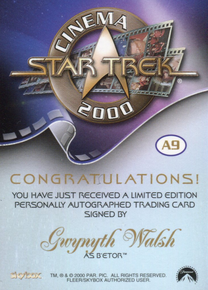 Star Trek Generations Cinema Gwynyth Walsh as B'Etor Autograph Card A9   - TvMovieCards.com