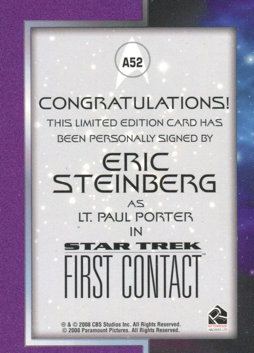 Star Trek Movies in Motion A52 Eric Steinberg as Lt. Paul Porter Autograph Card   - TvMovieCards.com