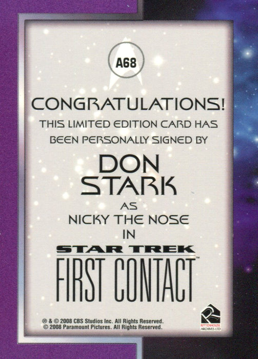 Star Trek Movies in Motion A68 Don Stark as Nicky the Nose Autograph Card   - TvMovieCards.com