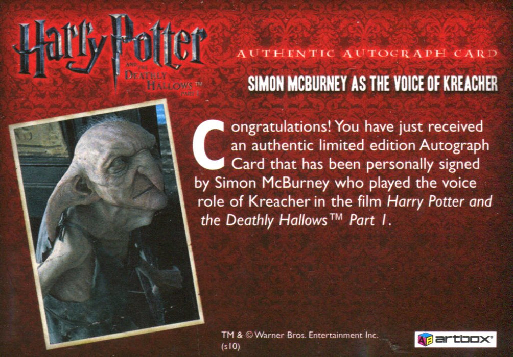 Harry Potter Deathly Hallows 1 Simon McBurney Autograph Card   - TvMovieCards.com