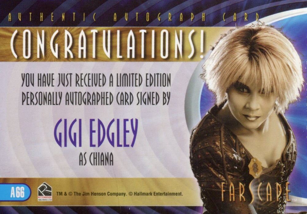 Farscape Through the Wormhole Gigi Edgley Autograph Card A66   - TvMovieCards.com