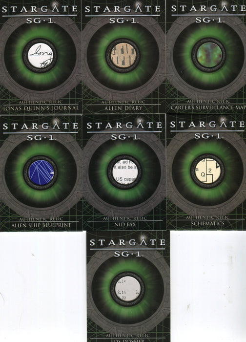 Stargate SG-1 Season Seven Relic / Prop Card Set 7 Cards R1 thru R7   - TvMovieCards.com