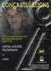 Stargate SG-1 Season Seven Anna-Louise Plowman as Osiris Autograph Card A47   - TvMovieCards.com