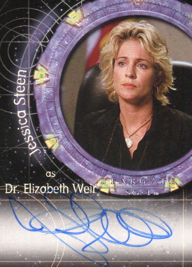 Stargate SG-1 Season Seven Jessica Steen as Dr. Elizabeth Weir Autograph Card A4   - TvMovieCards.com