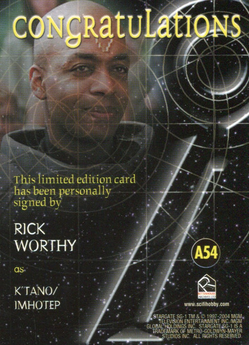 Stargate SG-1 Season Seven Rick Worthy as K'tano / Imhotep Autograph Card A54   - TvMovieCards.com
