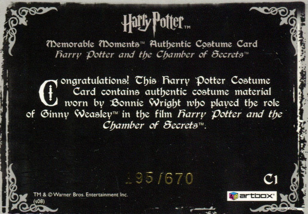 Harry Potter Memorable Moments 2 Ginny Weasley Costume Card HP C1 #195/670   - TvMovieCards.com