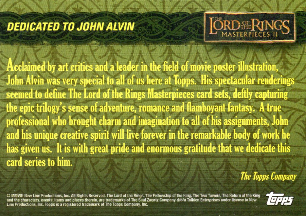 Lord of the Rings Masterpieces II Box Topper John Alvin Tribute Chase Card   - TvMovieCards.com