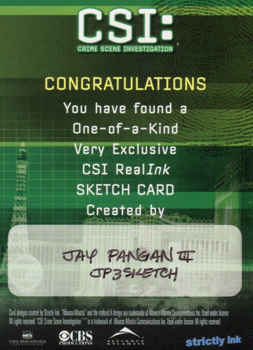 CSI Crime Scene Investigation Jay Pangan Autograph Sketch Card Strictly Ink   - TvMovieCards.com