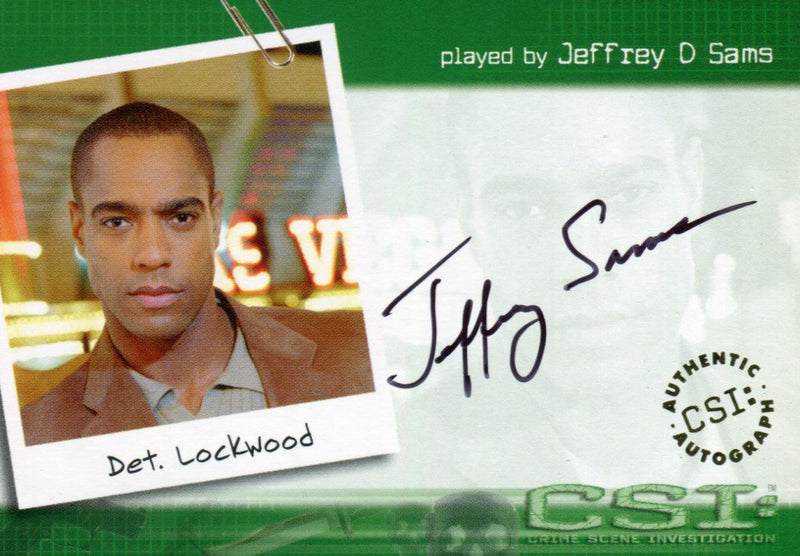 CSI Crime Scene Investigation Season 1 Jeffrey Sams Autograph Card CSI-A12   - TvMovieCards.com