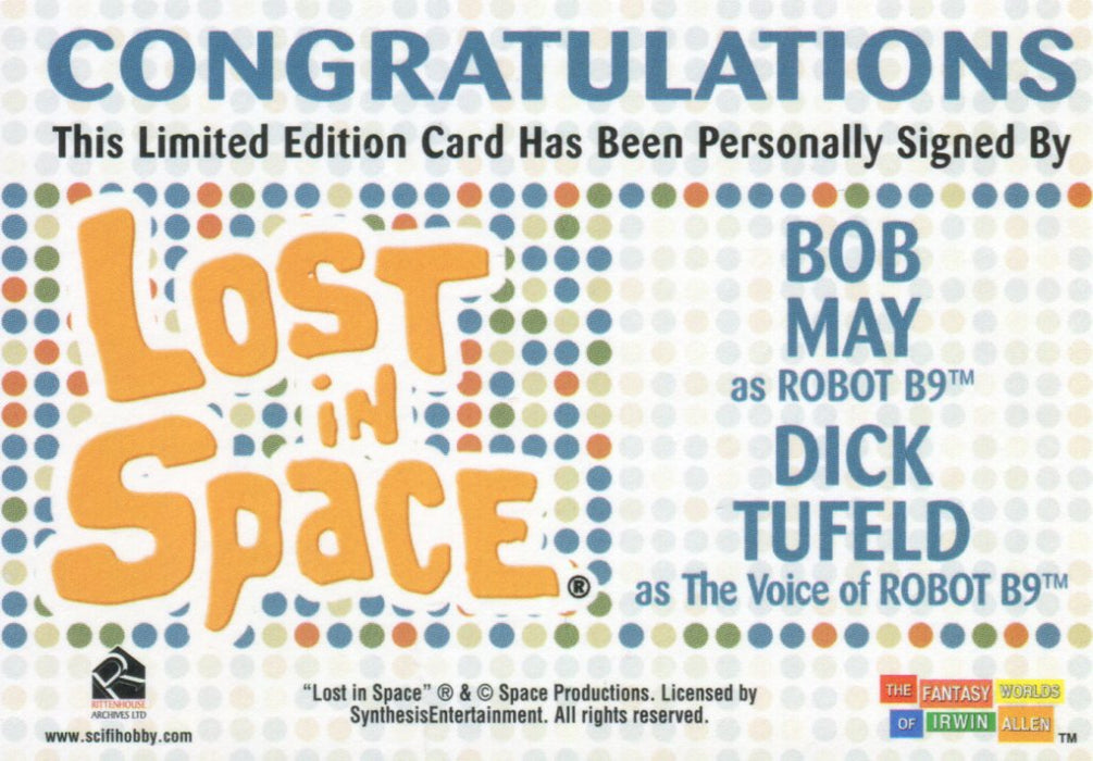 Lost in Space Complete Dick Tufeld and Bob May Double Autograph Card   - TvMovieCards.com